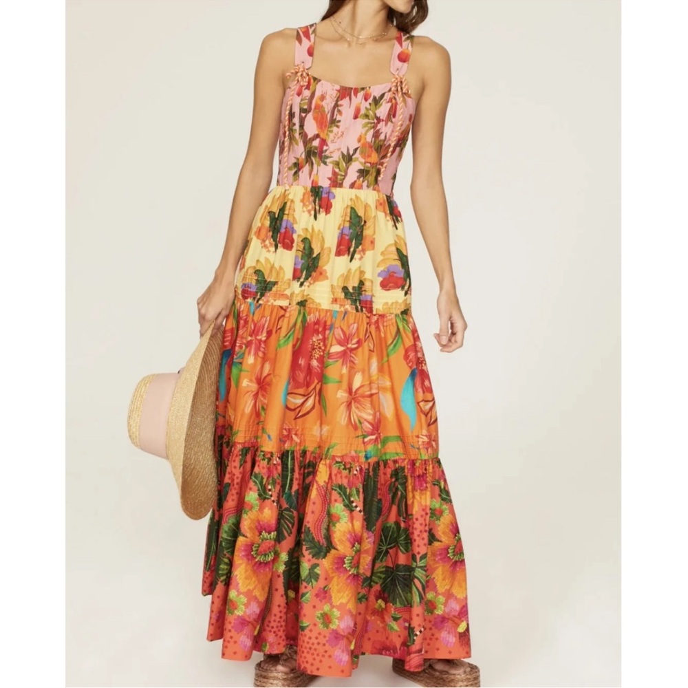 FARM Rio Tropical Floral Tiered Maxi Dress